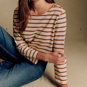 Sezane - Colette Marinière - Ecru / Camel - Size XXS